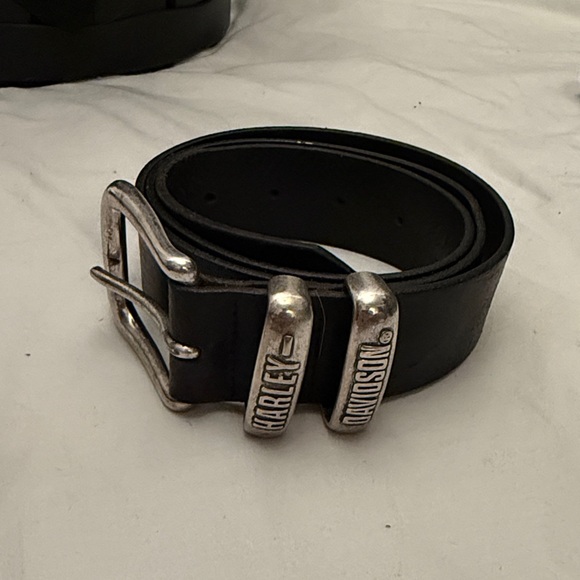 Harley-Davidson Black Belt genuine leather with solid brass hardware made in USA - Picture 10 of 12